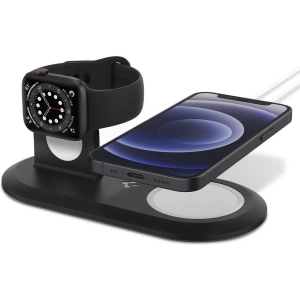 Bezdrátová nabíječka Spigen MagFit Duo Apple MagSafe & Apple Watch Charger Stand Černá