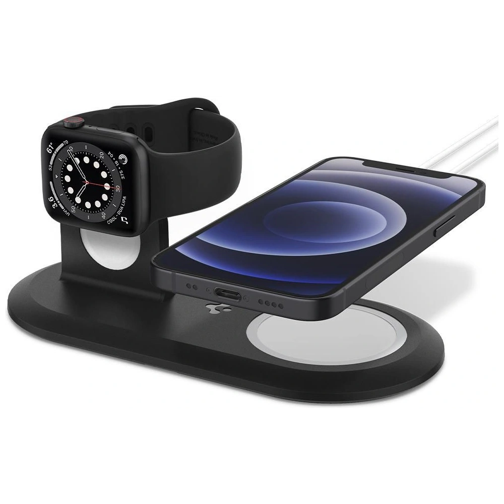 Hurtownia GSM - Bezdrátová nabíječka Spigen MagFit Duo Apple MagSafe & Apple Watch Charger Stand Černá - SPN1585BLK - {ean13} - Hurt