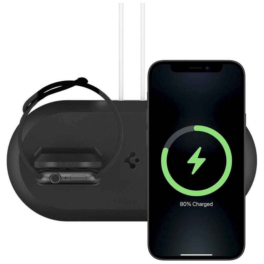 Hurtownia GSM - Bezdrátová nabíječka Spigen MagFit Duo Apple MagSafe & Apple Watch Charger Stand Černá - SPN1585BLK - {ean13} - Hurt