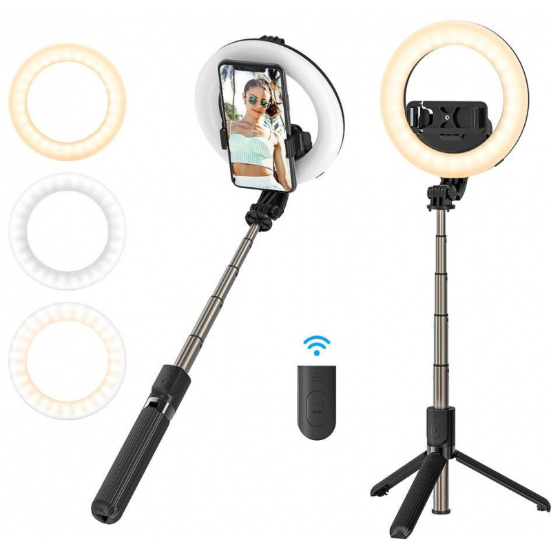 BlitzWolf Distributor - 5907489605076 - BLZ349 - Selfie stick / tripod 3in1 BlitzWolf BW-BS8 Pro with LED ring - B2B homescreen