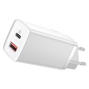 Nabíječka Baseus GaN2 Lite, USB + USB-C, 65W, EU (bílá)