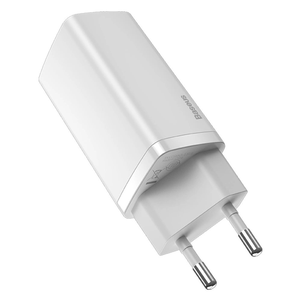 Nabíječka Baseus GaN2 Lite, USB + USB-C, 65W, EU (bílá)