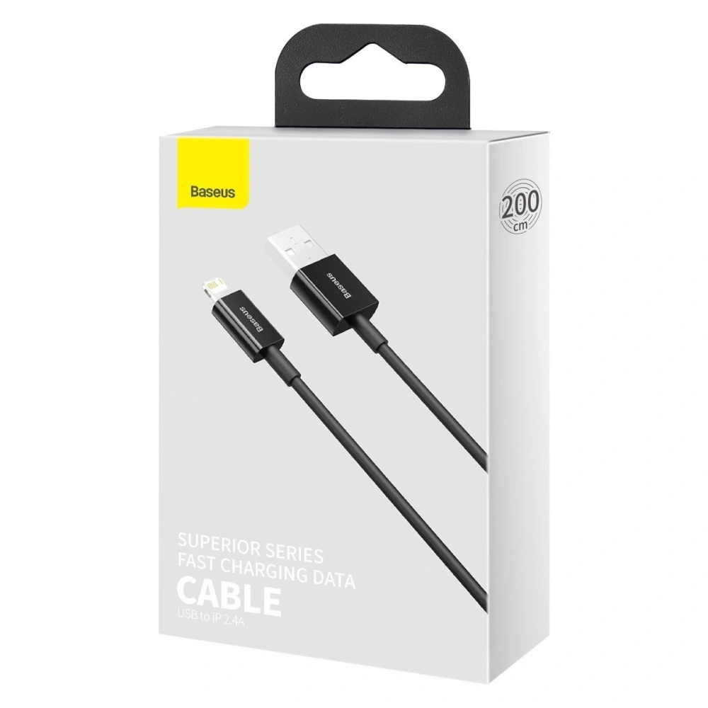 Hurtownia GSM - Kabel USB do Lightning Baseus Superior Series, 2.4A, 2m (černý) - BSU2659BLK - {ean13} - Hurt