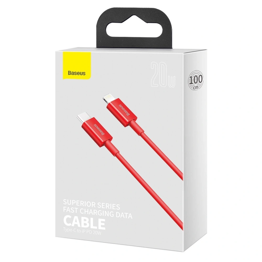 Kabel USB-C do Lightning Baseus Superior Series, 20W, PD, 1m (červený)