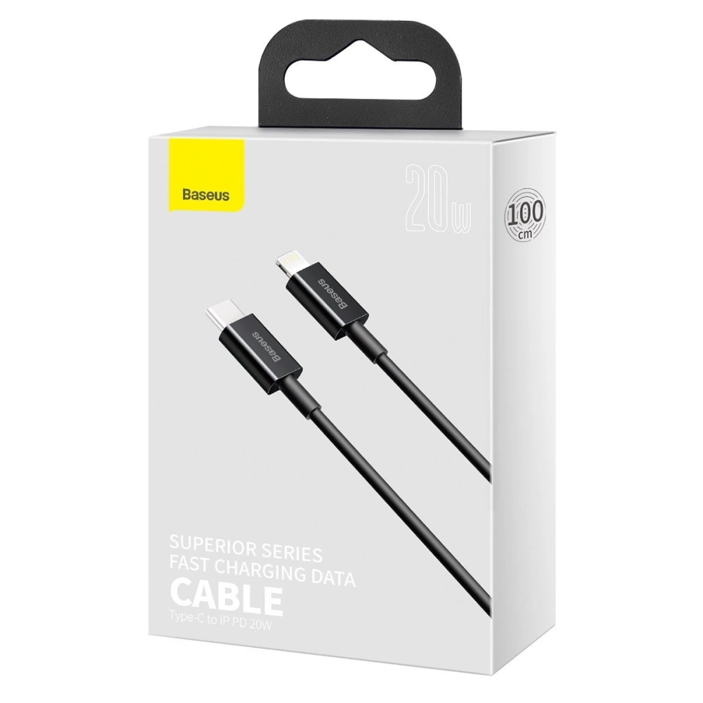 Hurtownia GSM - Kabel USB-C do Lightning Baseus Superior Series, 20W, PD, 1m (černý) - BSU2666BLK - {ean13} - Hurt