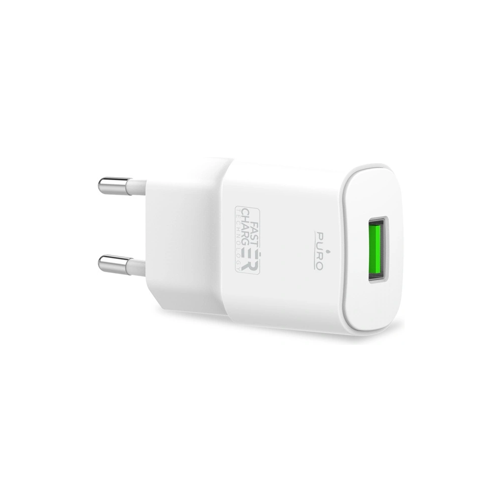 Hurtownia GSM - PURO White Mini Travel Fast Charger – ładowarka sieciowa USB-A 12 W (biały) - PUR412WHT - {ean13} - Hurt