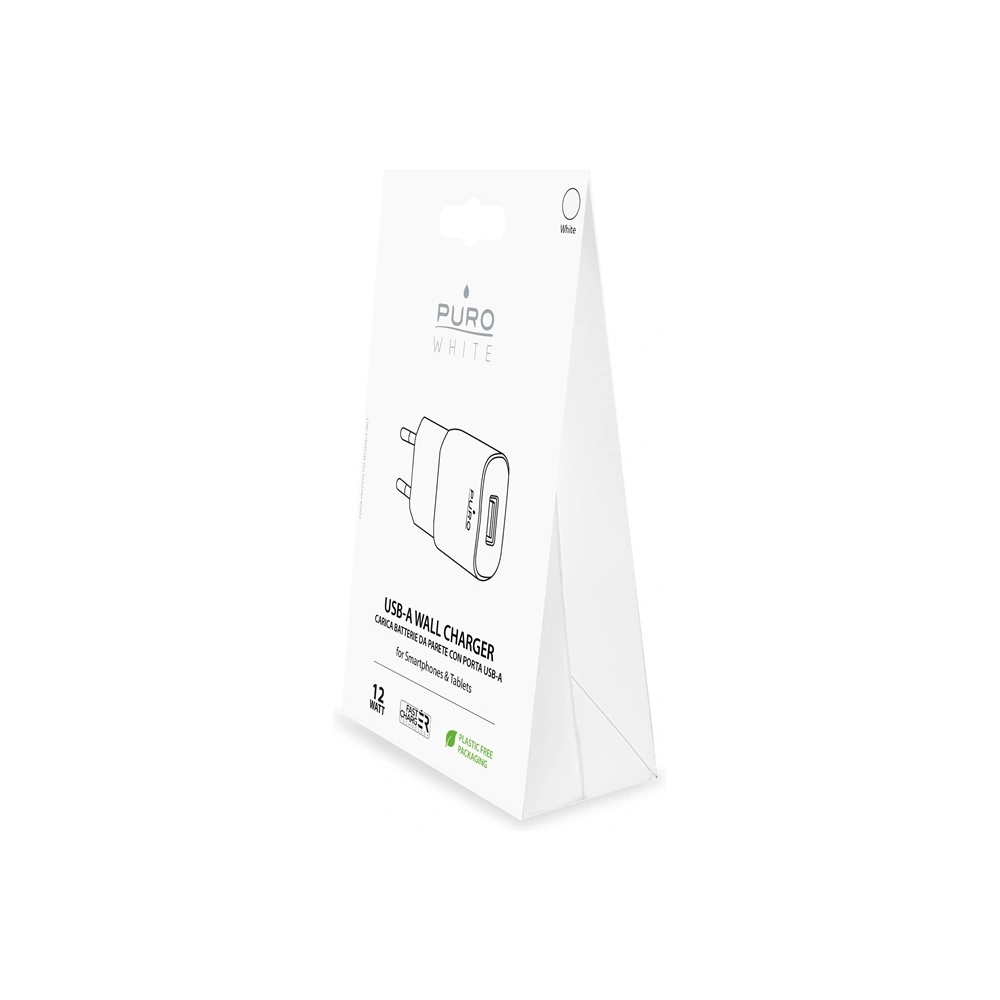 Hurtownia GSM - PURO White Mini Travel Fast Charger – ładowarka sieciowa USB-A 12 W (biały) - PUR412WHT - {ean13} - Hurt