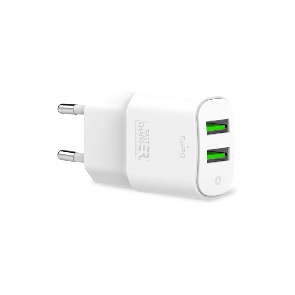 Wholesale PURO White Mini Travel Fast Charger 2 x USB-A 12 W (white) - PUR4113WHT - {ean13} - Hurt