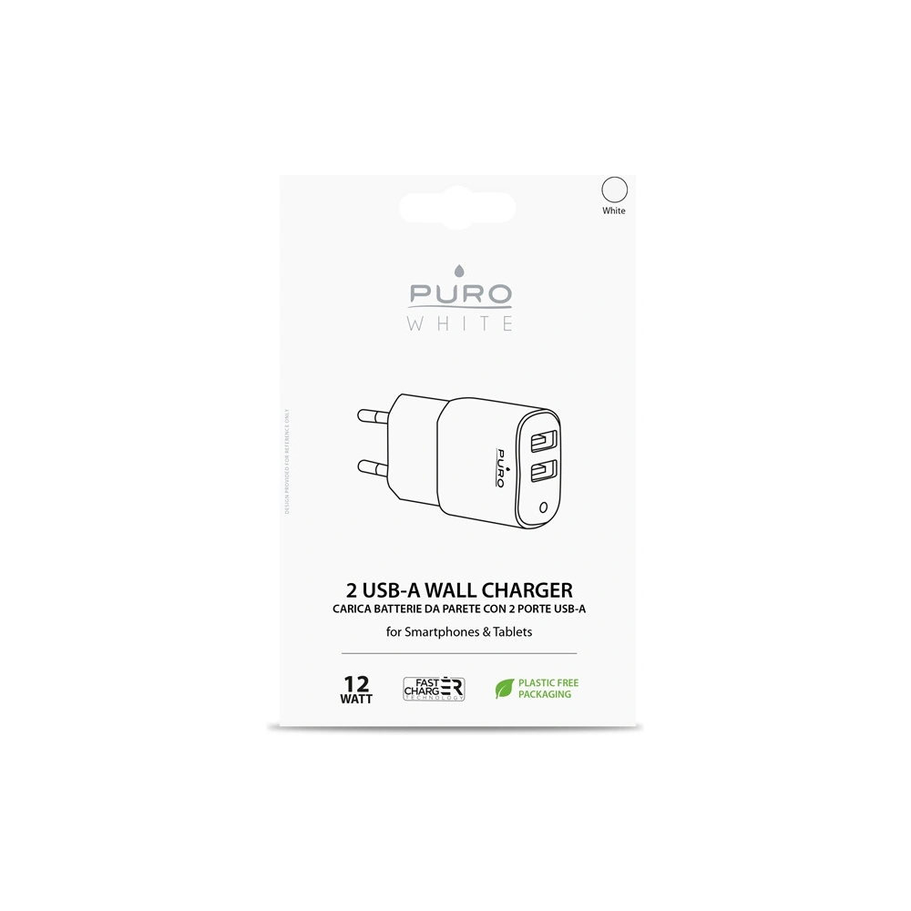 Wholesale PURO White Mini Travel Fast Charger 2 x USB-A 12 W (white) - PUR4113WHT - {ean13} - Hurt