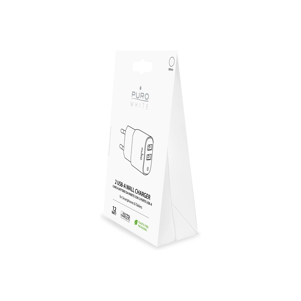 Wholesale PURO White Mini Travel Fast Charger 2 x USB-A 12 W (white) - PUR4113WHT - {ean13} - Hurt