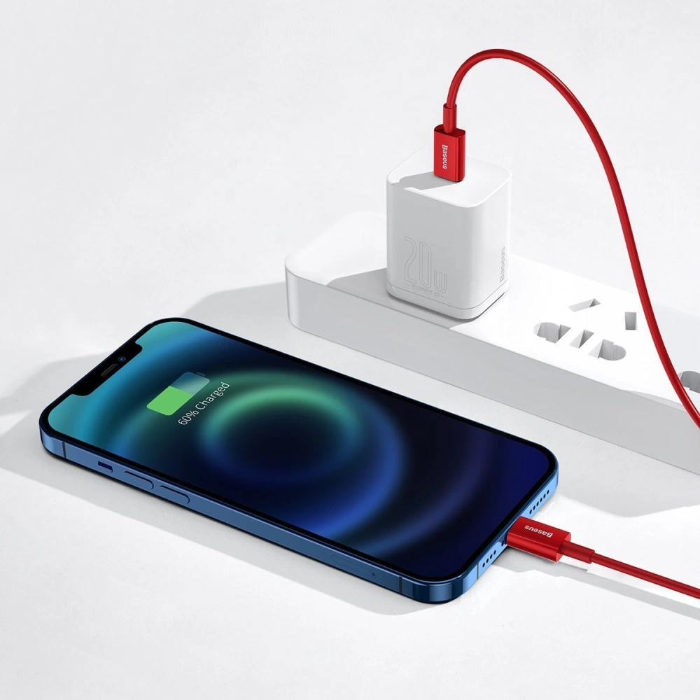 Hurtownia GSM - Kabel USB-C do Lightning Baseus Superior Series, 20W, PD, 2m (červený) - BSU2671RED - {ean13} - Hurt
