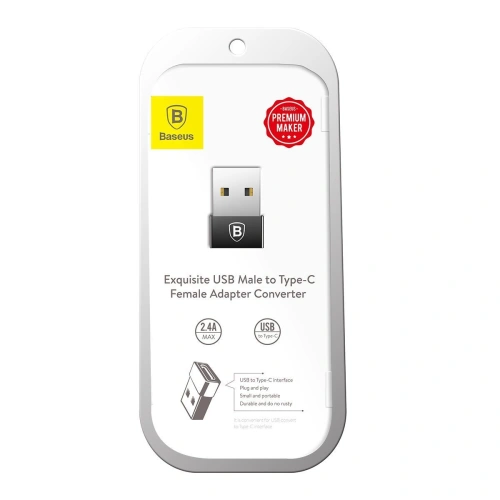 Adapter Baseus Exquisite USB do USB-C 2,4A (czarny)