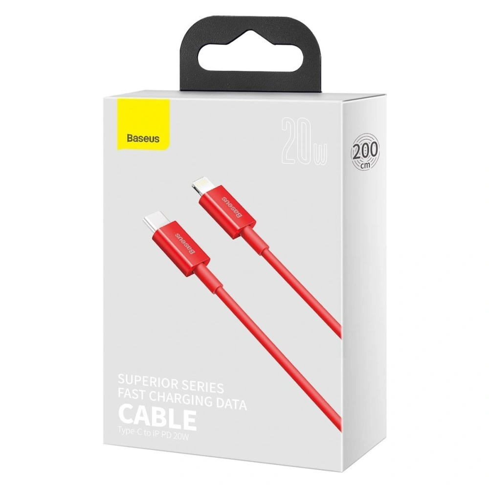 Hurtownia GSM - Kabel USB-C do Lightning Baseus Superior Series, 20W, PD, 2m (červený) - BSU2671RED - {ean13} - Hurt
