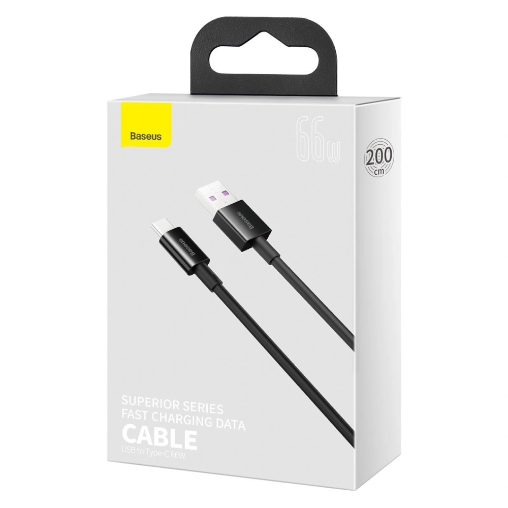 Hurtownia GSM - Kabel USB do USB-C Baseus Superior Series, 66W, 2m (czarny) - BSU2674BLK - {ean13} - Hurt