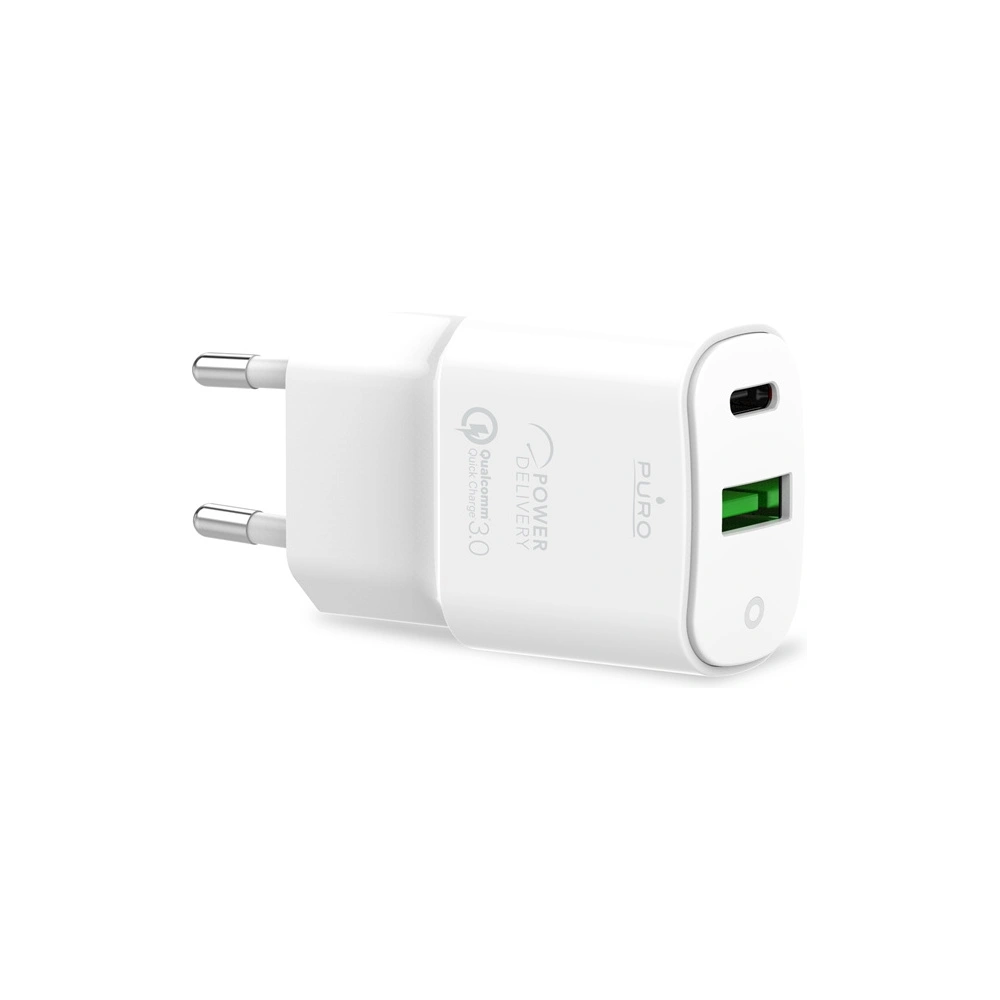 Hurtownia GSM - PURO White Mini Fast Travel Charger USB-A + USB-C Power Delivery 20W (white) - PUR414WHT - {ean13} - Hurt