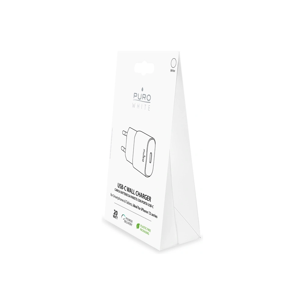 PURO White Mini Rychlonabíječka USB-C Power Delivery 20W (bílá)