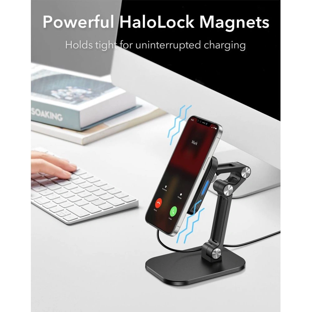 Hurtownia GSM - Uchwyt z ładowarką bezprzewodową ESR Halolock Magnetic MagSafe Adjustable Wireless Charger Stand Black - ESR308BLK - {ean13} - Hurt