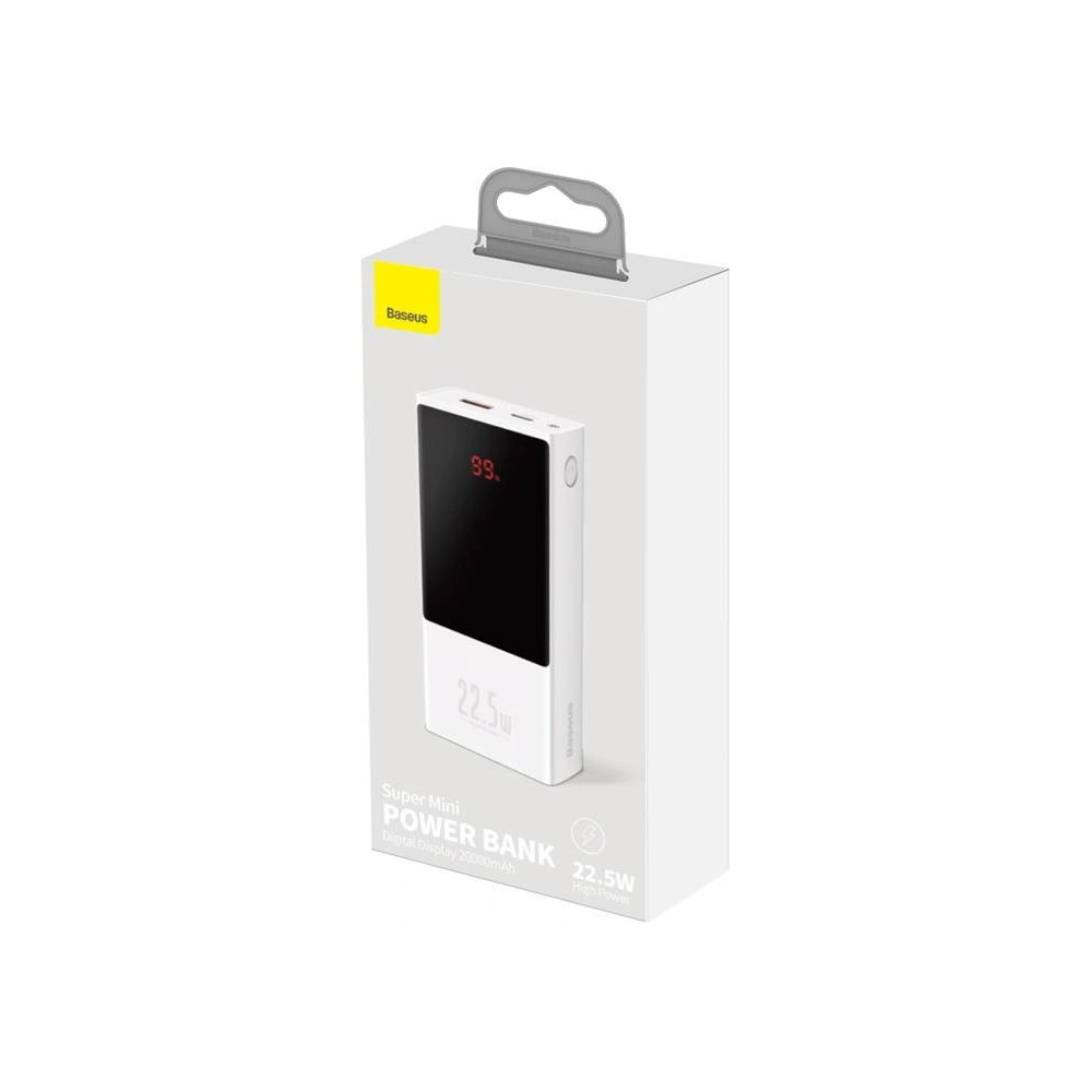 Hurtownia GSM - Powerbank Baseus Super Mini, 20000mAh, USB + USB-C, SCP, QC 3.0, PD, 22.5W (bílá) - BSU2678WHT - {ean13} - Hurt
