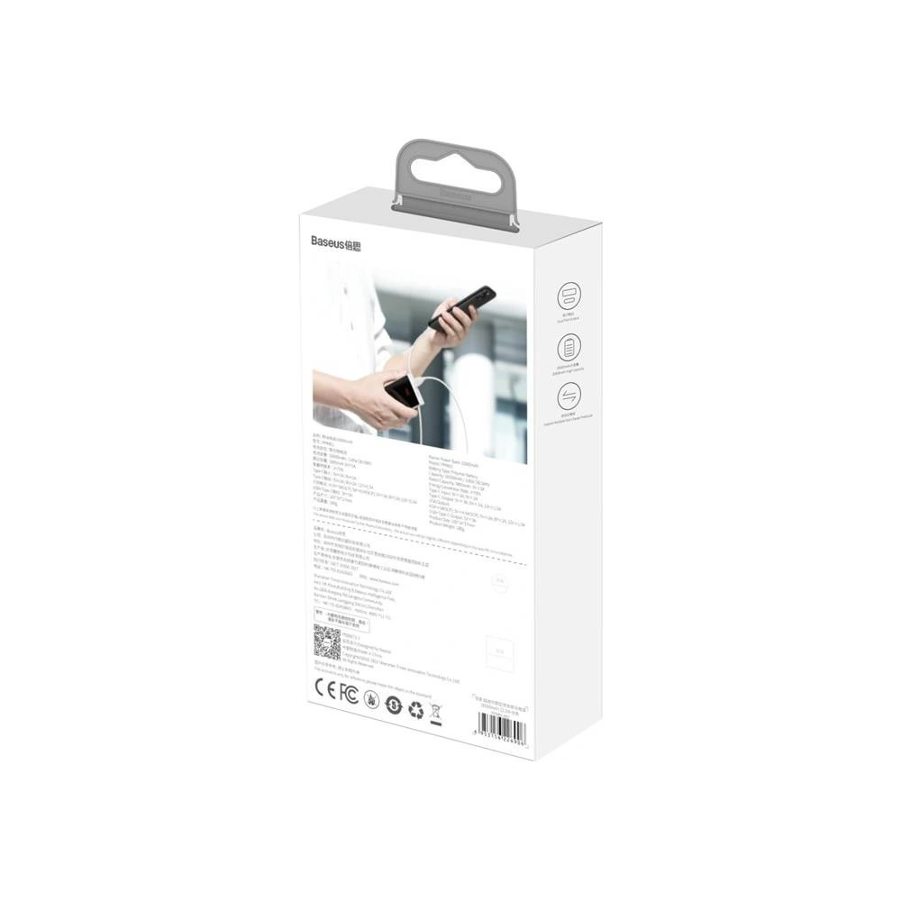 Hurtownia GSM - Powerbank Baseus Super Mini, 20000mAh, USB + USB-C, SCP, QC 3.0, PD, 22.5W (biały) - BSU2678WHT - {ean13} - Hurt