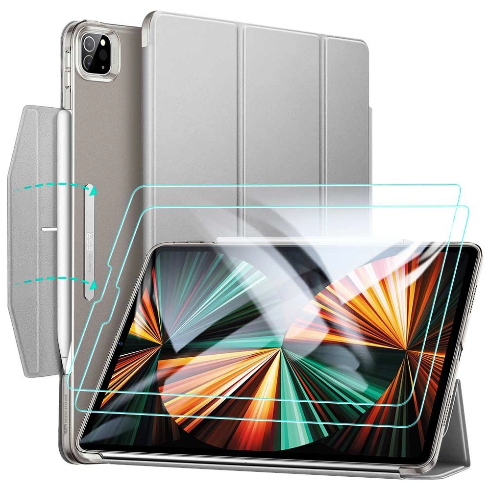 Hurtownia GSM - Etui ESR Ascend Trifold Apple iPad Pro 12.9 2021 (5. generace) šedé + tvrzené sklo - ESR311GRY - {ean13} - Hurt