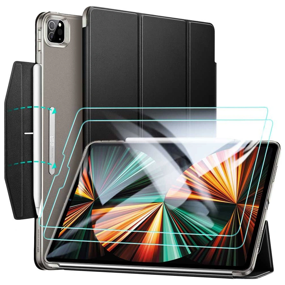 Hurtownia GSM - Etui ESR Ascend Trifold Apple iPad Pro 12.9 2021 (5. generace) černé + tvrzené sklo - ESR312GRY - {ean13} - Hurt