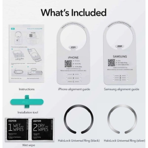 Magnetyczne pierścienie ESR Halolock MagSafe Universal Magnetic Ring Black & Silver