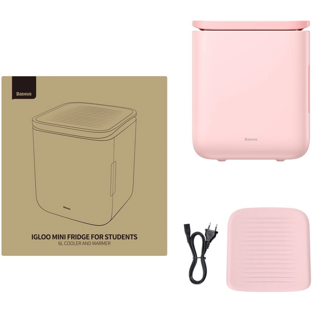 Hurtownia GSM - Mini lednice Baseus Igloo s funkcí ohřevu, 6L, 230V (růžová) - BSU2680PNK - {ean13} - Hurt