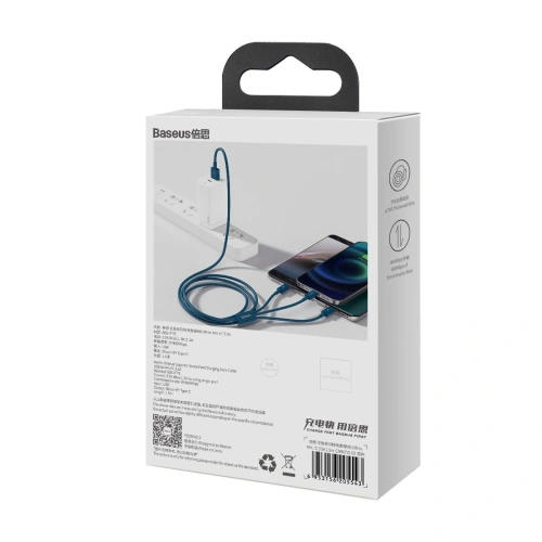 Kabel USB 3w1 Baseus Superior Series, USB do micro USB / USB-C / Lightning, 3.5A, 1.2m (niebieski)