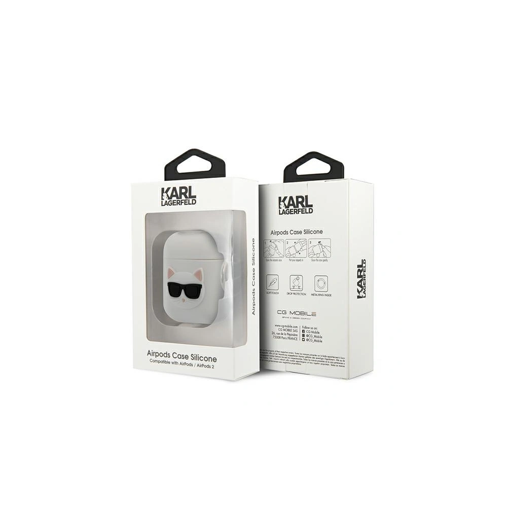 Hurtownia GSM - Etui Karl Lagerfeld KLACA2SILCHWH Apple AirPods cover biały/white Silicone Choupette - KLD481WHT - {ean13} - Hurt