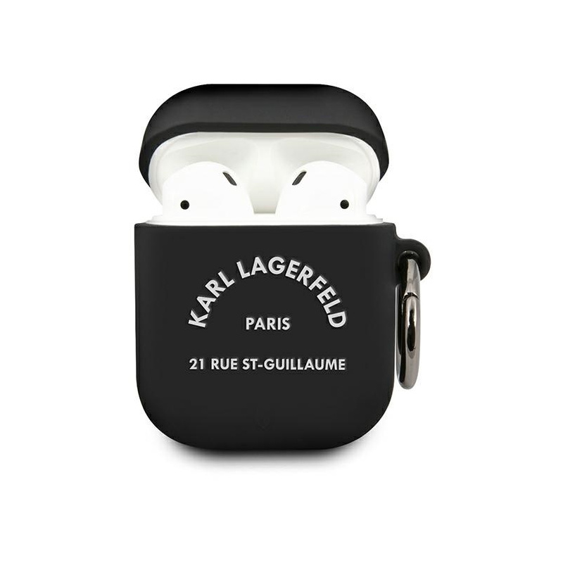Karl Lagerfeld Distributor - 3666339000745 - KLD482BLK - Karl Lagerfeld KLACA2SILRSGBK Apple AirPods cover black Silicone RSG - B2B homescreen
