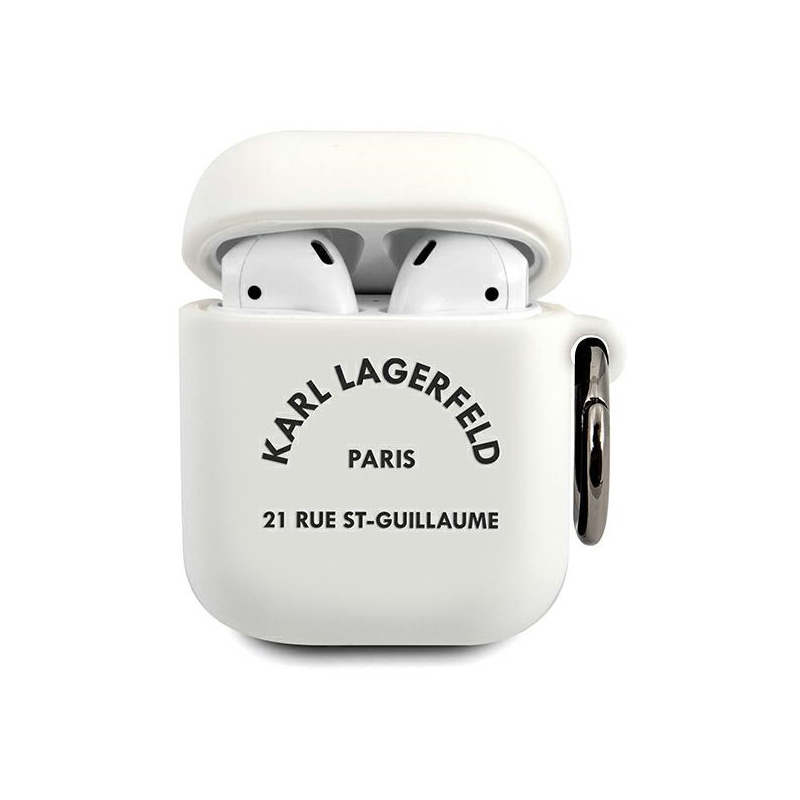 Karl Lagerfeld Distributor - 3700740500767 - KLD483WHT - Karl Lagerfeld KLACA2SILRSGWH Apple AirPods cover white Silicone RSG - B2B homescreen
