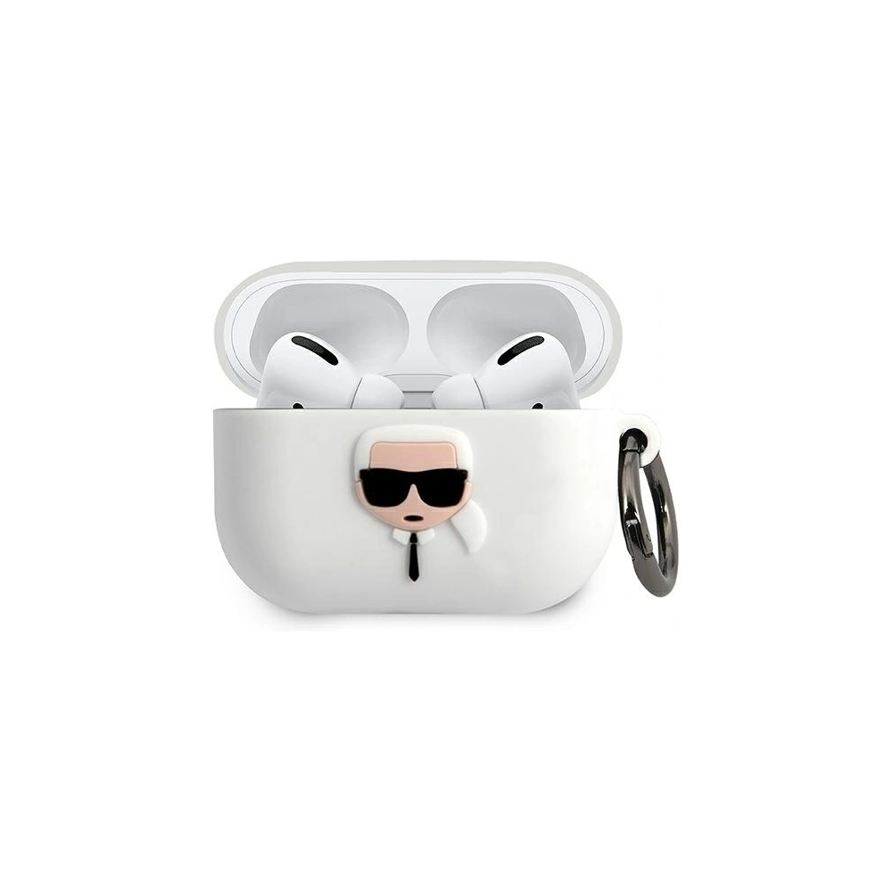Hurtownia GSM - Etui Karl Lagerfeld KLACAPSILGLWH Apple AirPods Pro cover biały/white Silicone Ikonik - KLD485WHT - {ean13} - Hurt