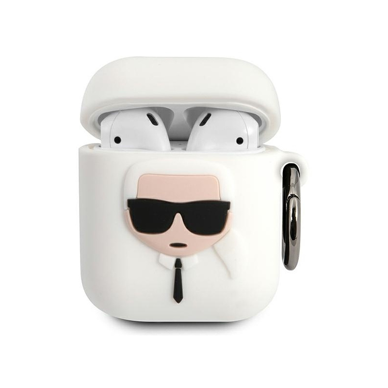 Karl Lagerfeld Distributor - 3700740494448 - KLD488WHT - Karl Lagerfeld KLACCSILKHWH Apple AirPods cover white Silicone Ikonik - B2B homescreen