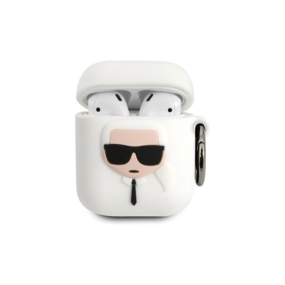 Hurtownia GSM - Etui Karl Lagerfeld KLACCSILKHWH Apple AirPods cover biały/white Silicone Ikonik - KLD488WHT - {ean13} - Hurt