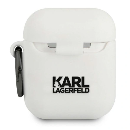 Etui Karl Lagerfeld KLACCSILKHWH Apple AirPods cover biały/white Silicone Ikonik