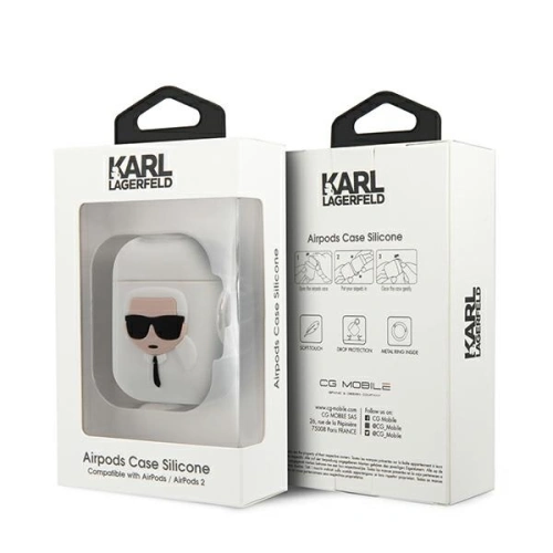 Etui Karl Lagerfeld KLACCSILKHWH Apple AirPods cover biały/white Silicone Ikonik