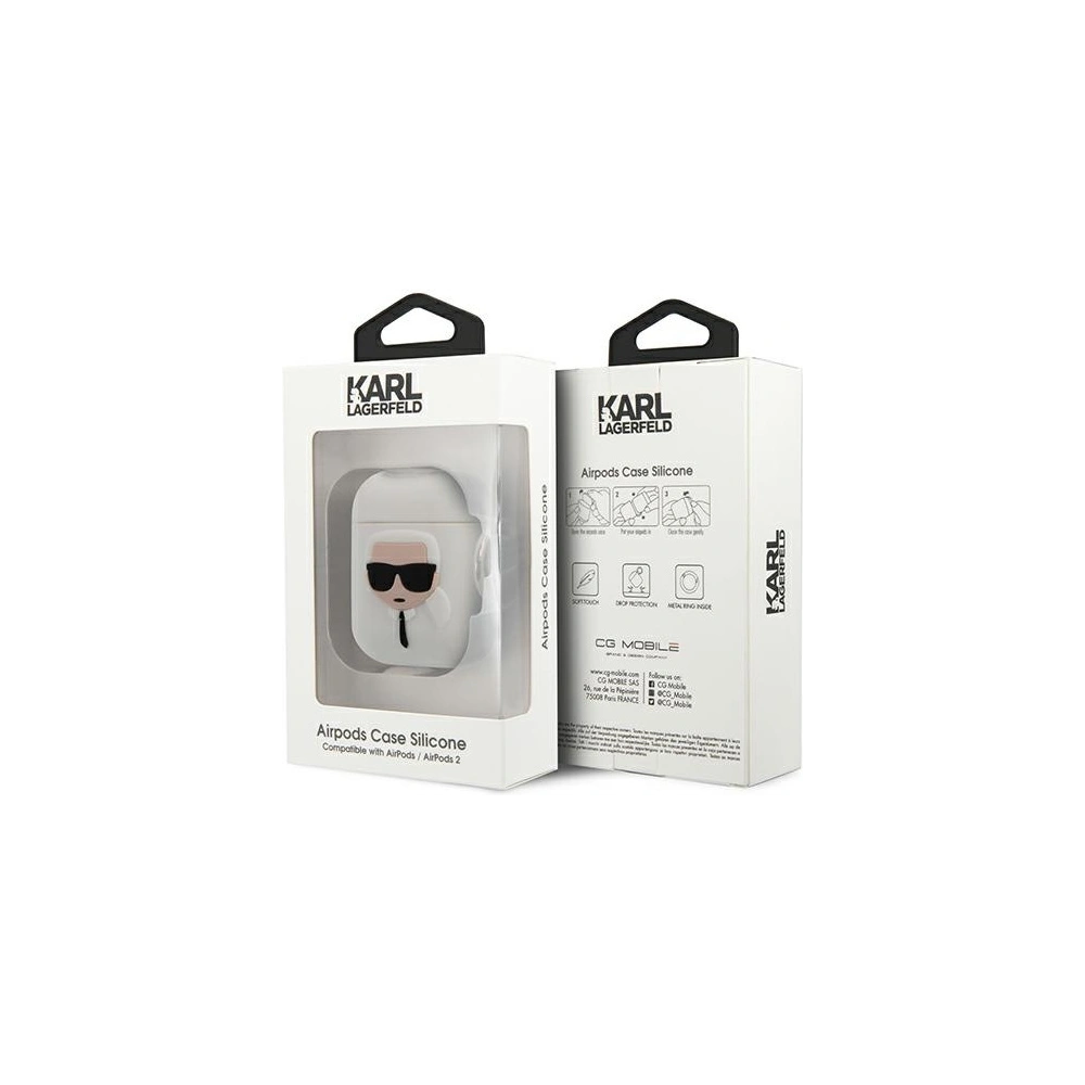 Hurtownia GSM - Etui Karl Lagerfeld KLACCSILKHWH Apple AirPods cover biały/white Silicone Ikonik - KLD488WHT - {ean13} - Hurt