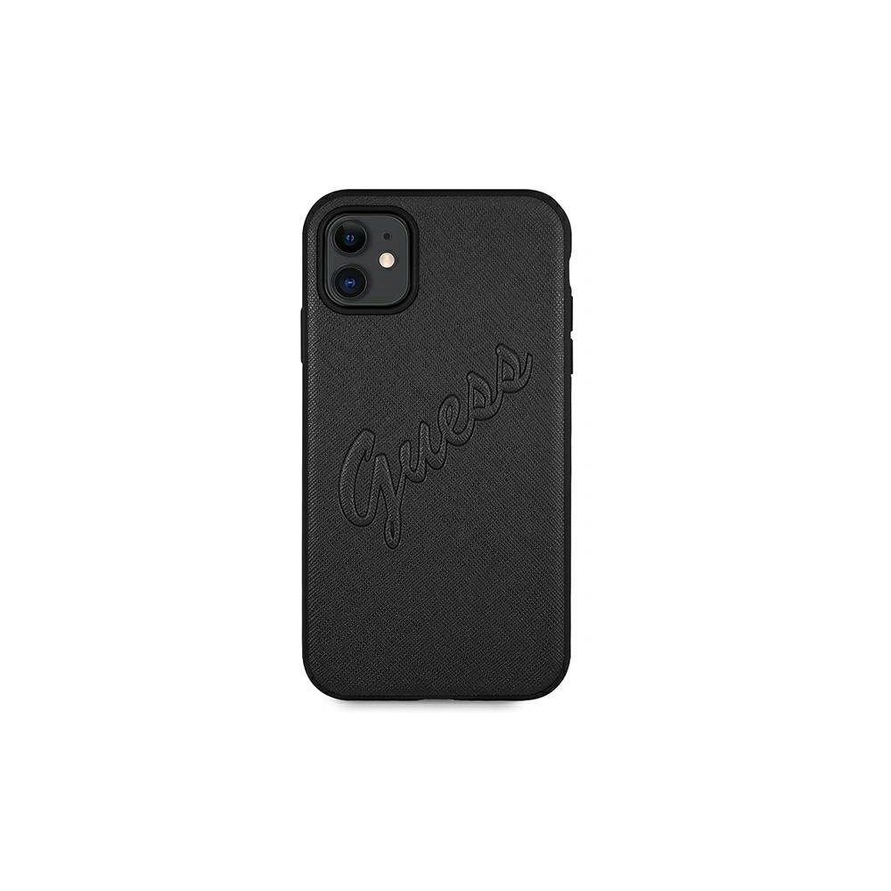 Wholesale Guess GUHCN61RSAVSBK Apple iPhone 11 black hardcase Saffiano Vintage Script - GUE984BLK - {ean13} - Hurt