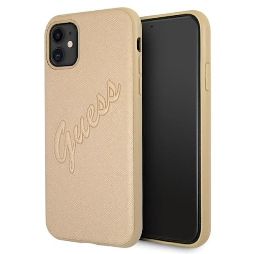 Etui Guess GUHCN61RSAVSLG Apple iPhone 11 złoty/gold hardcase Saffiano Vintage Script