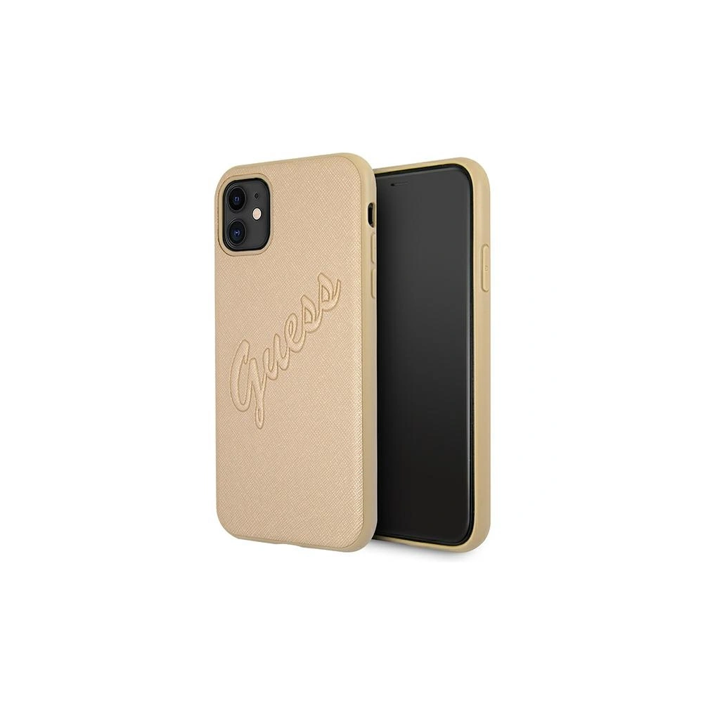 Hurtownia GSM - Etui Guess GUHCN61RSAVSLG Apple iPhone 11 złoty/gold hardcase Saffiano Vintage Script - GUE985GLD - {ean13} - Hurt