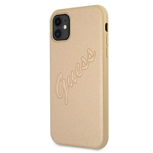Etui Guess GUHCN61RSAVSLG Apple iPhone 11 złoty/gold hardcase Saffiano Vintage Script