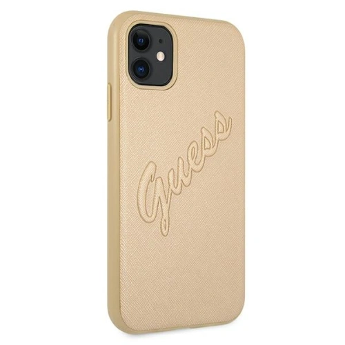 Etui Guess GUHCN61RSAVSLG Apple iPhone 11 złoty/gold hardcase Saffiano Vintage Script