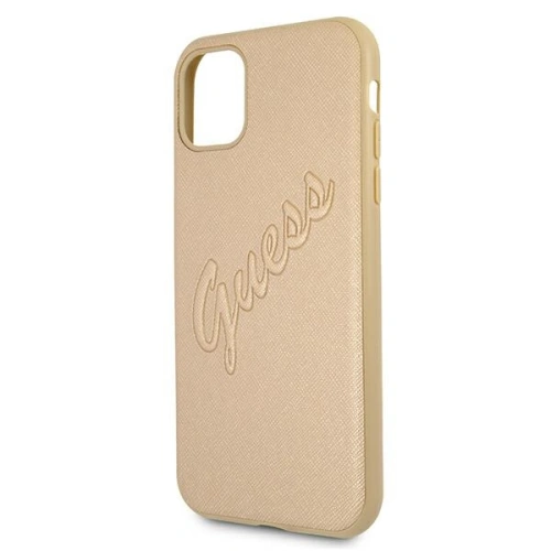Etui Guess GUHCN61RSAVSLG Apple iPhone 11 złoty/gold hardcase Saffiano Vintage Script