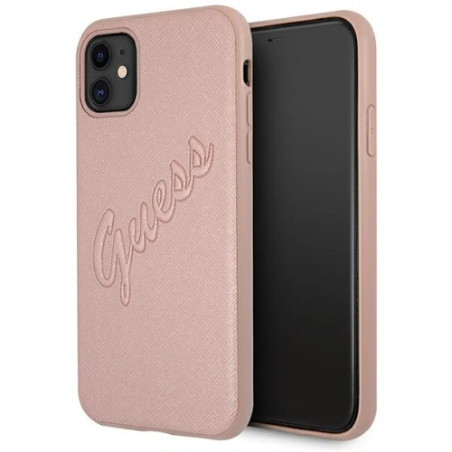 Etui Guess GUHCN61RSAVSRG Apple iPhone 11 różowy/pink hardcase Saffiano Vintage Script