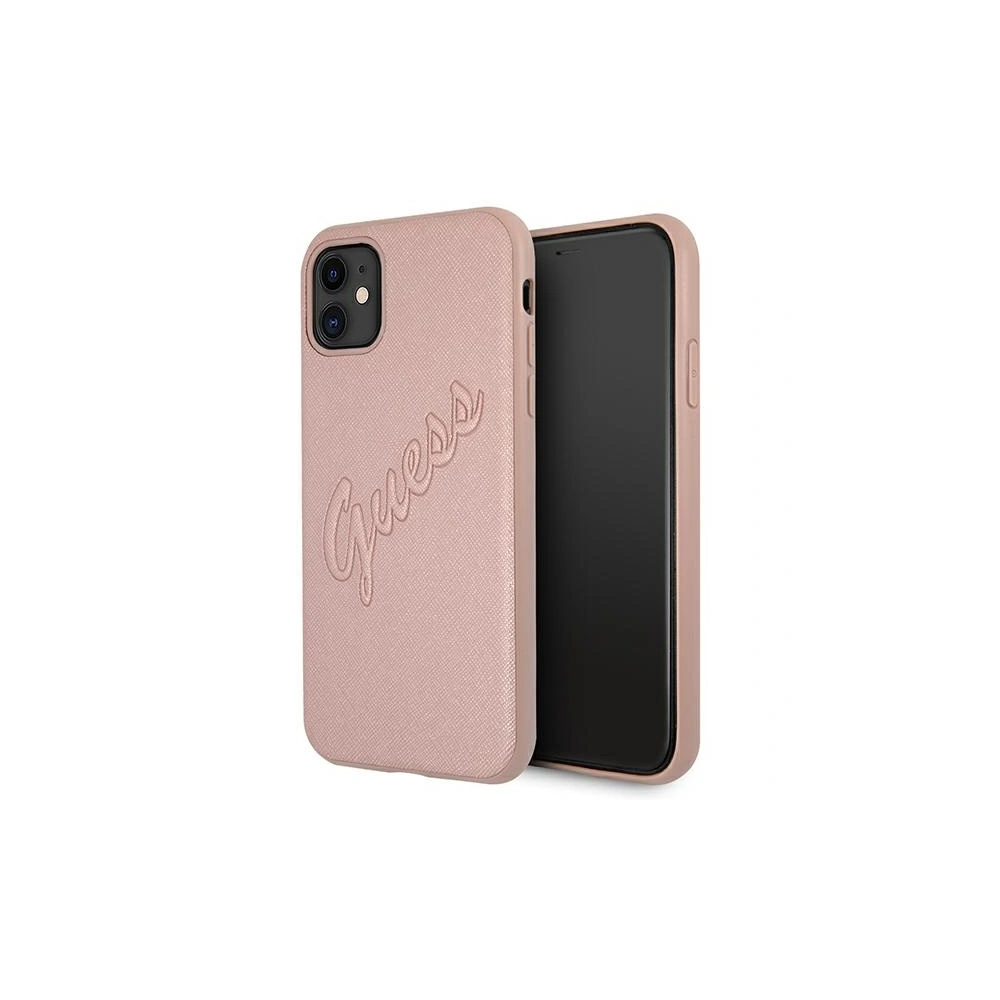 Hurtownia GSM - Etui Guess GUHCN61RSAVSRG Apple iPhone 11 różowy/pink hardcase Saffiano Vintage Script - GUE986PNK - {ean13} - Hurt