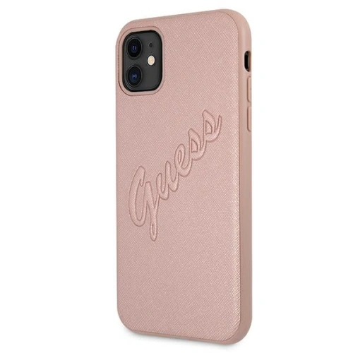 Etui Guess GUHCN61RSAVSRG Apple iPhone 11 różowy/pink hardcase Saffiano Vintage Script