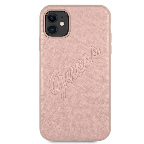 Etui Guess GUHCN61RSAVSRG Apple iPhone 11 różowy/pink hardcase Saffiano Vintage Script