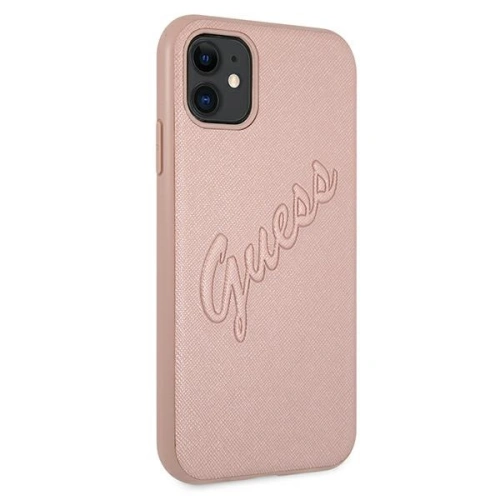 Etui Guess GUHCN61RSAVSRG Apple iPhone 11 różowy/pink hardcase Saffiano Vintage Script