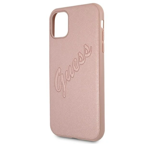 Etui Guess GUHCN61RSAVSRG Apple iPhone 11 różowy/pink hardcase Saffiano Vintage Script