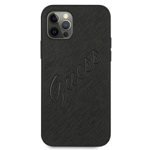 Wholesale Guess GUHCP12LRSAVSBK Apple iPhone 12 Pro Max black hardcase Saffiano Vintage Script - GUE987BLK - {ean13} - Hurt